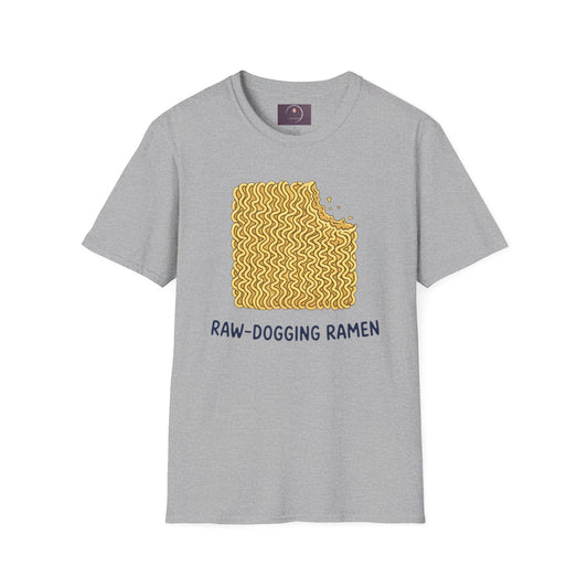 Ramen Graphic Tee — "Raw-Dogging Ramen" Funny Noodle Bite T-Shirt