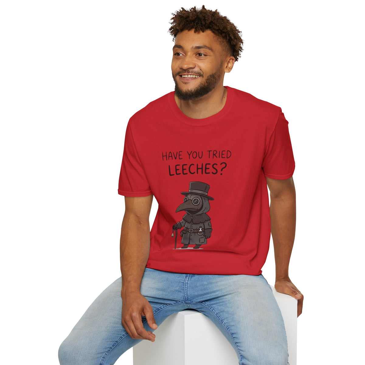 Plague Doctor T-Shirt — “Have You Tried Leeches?” Vintage Medical Humor Tee