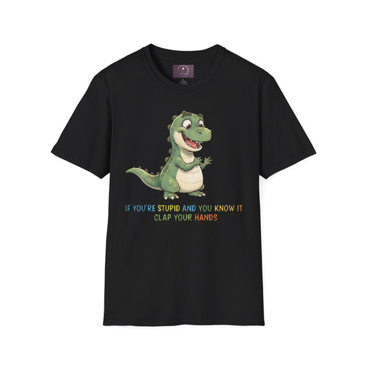 Cute Cartoon Dinosaur Tee — "Clap Your Hands" Kids Graphic T-Shirt
