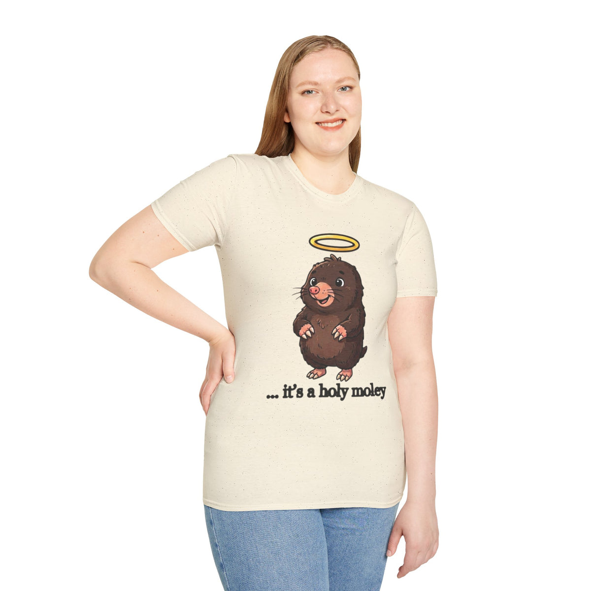 Angel Mole T‑Shirt — Cute Halo Mole Design, "...it's a holy moley" Graphic Tee