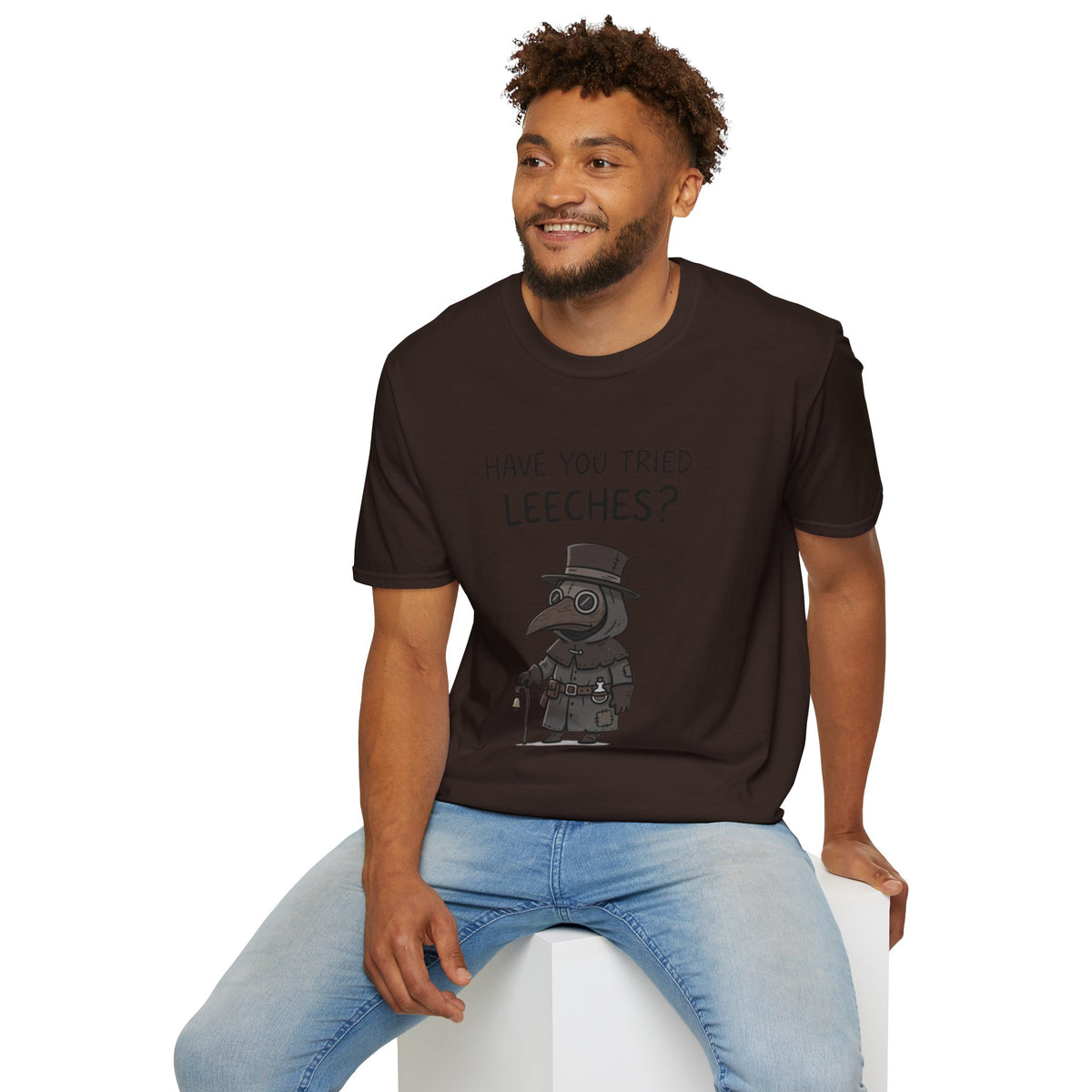 Plague Doctor T-Shirt — “Have You Tried Leeches?” Vintage Medical Humor Tee