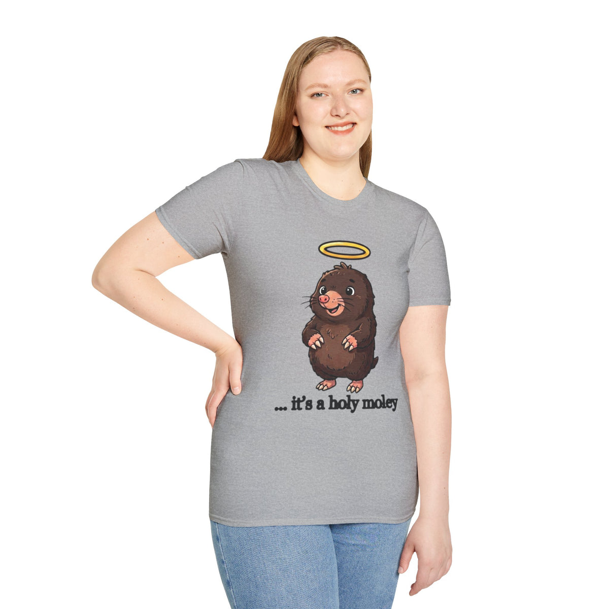Angel Mole T‑Shirt — Cute Halo Mole Design, "...it's a holy moley" Graphic Tee