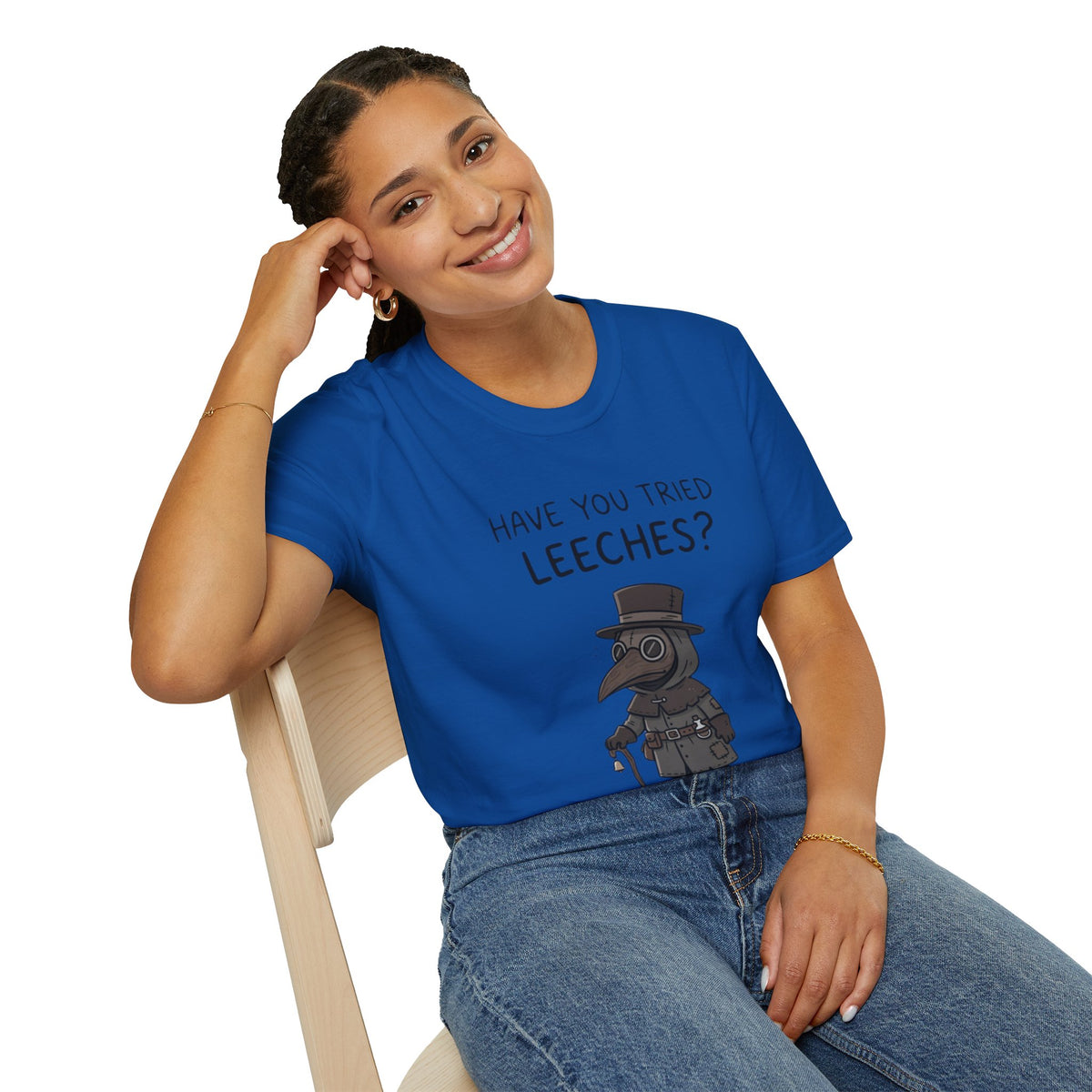 Plague Doctor T-Shirt — “Have You Tried Leeches?” Vintage Medical Humor Tee