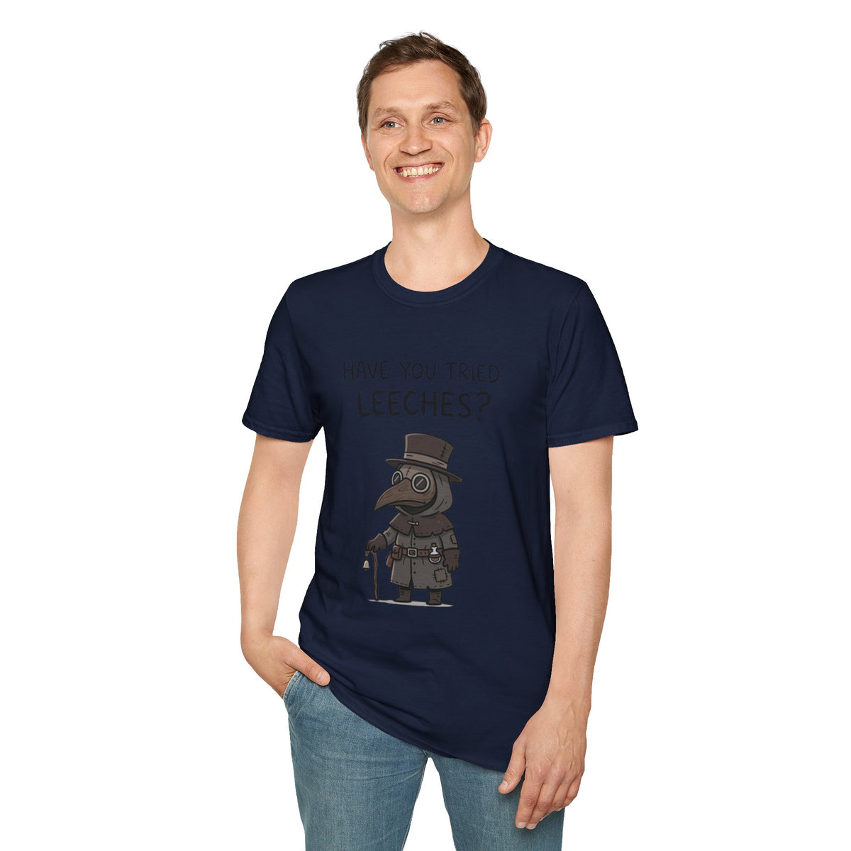 Plague Doctor T-Shirt — “Have You Tried Leeches?” Vintage Medical Humor Tee