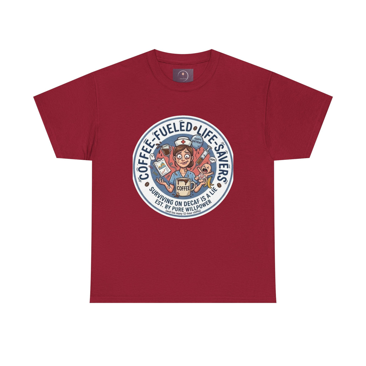 T-shirt "Paramedic & Nurse Coffee Badge" — "Sauveurs de vies alimentés au café" T-shirt rétro EMS Café