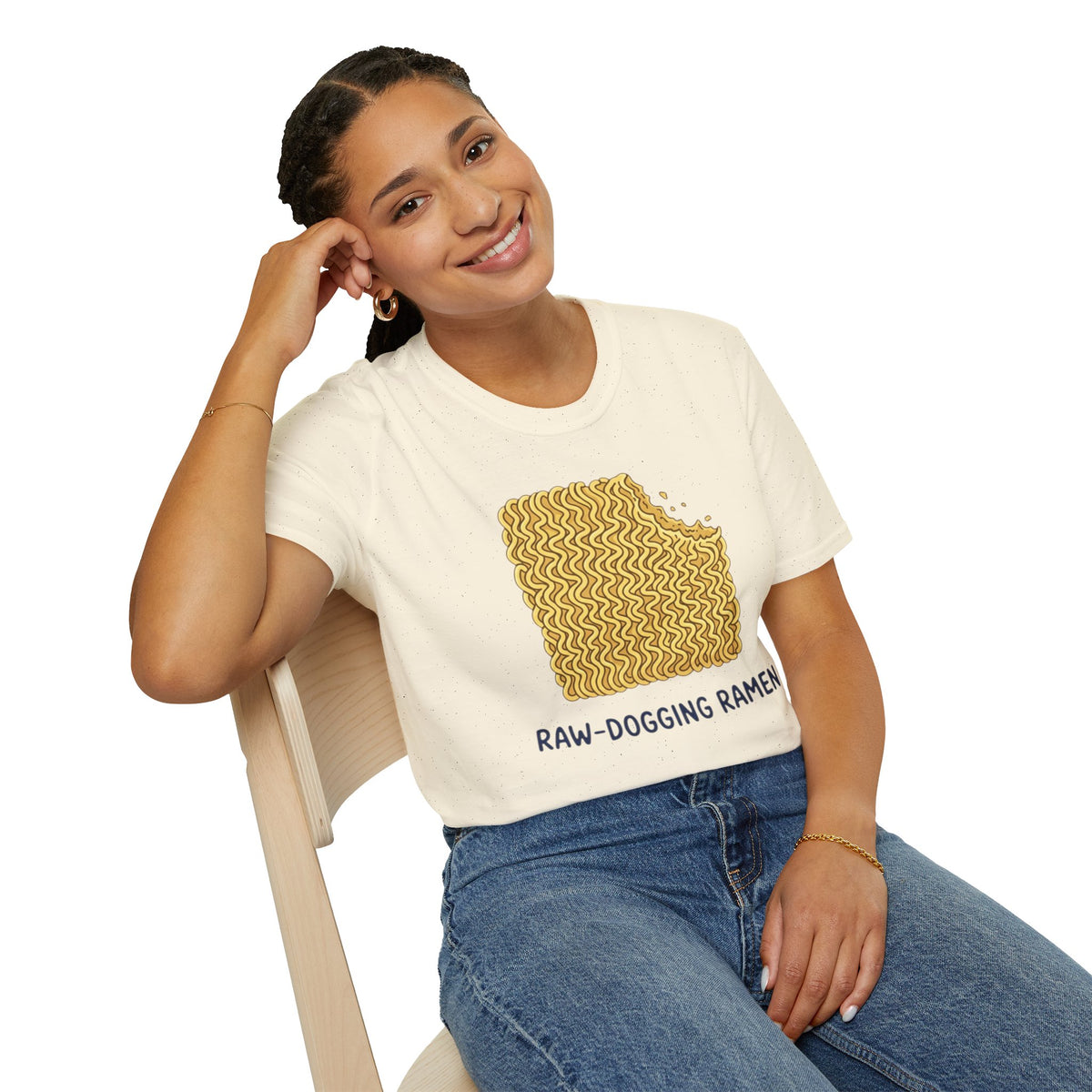 Ramen Graphic Tee — "Raw-Dogging Ramen" Funny Noodle Bite T-Shirt