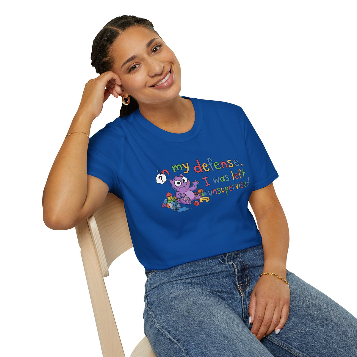 T‑Shirt — “In My Defense, I Was Left Unsupervised” Cute Monster Tee