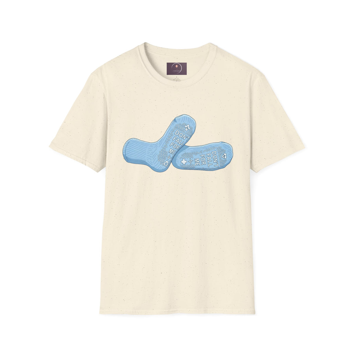 Socks Graphic T‑Shirt — "Don't Fall For Me" Blue Socks Design