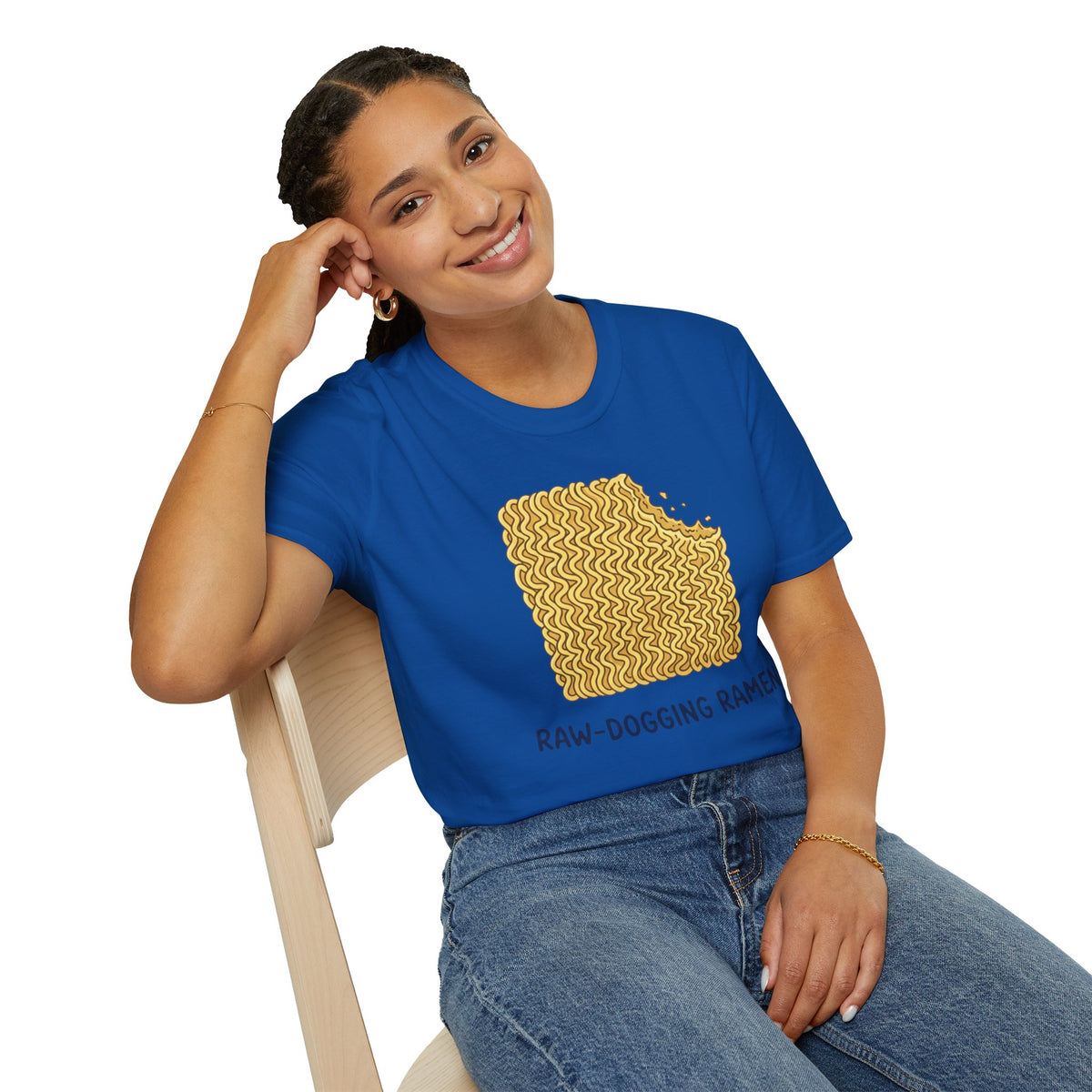 Ramen Graphic Tee — "Raw-Dogging Ramen" Funny Noodle Bite T-Shirt