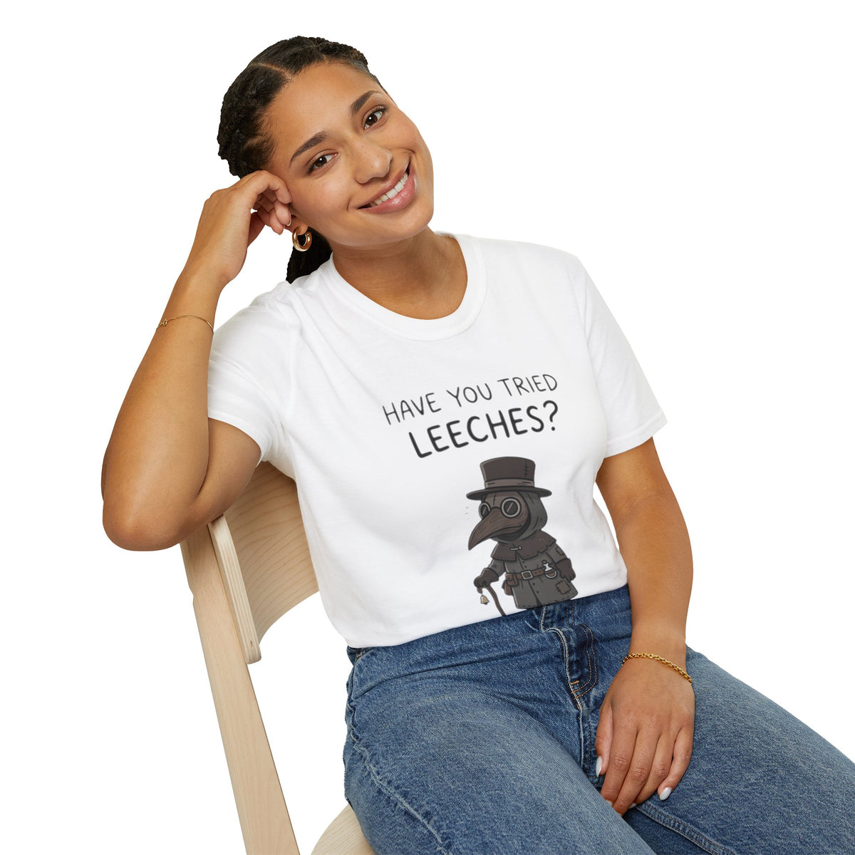 Plague Doctor T-Shirt — “Have You Tried Leeches?” Vintage Medical Humor Tee