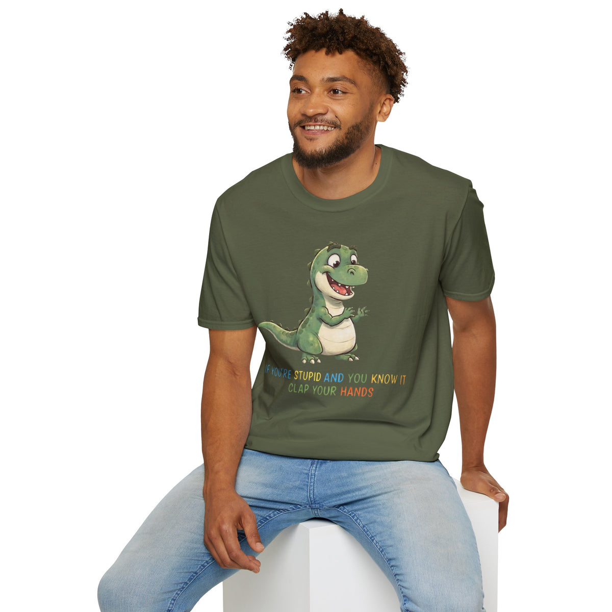 Cute Cartoon Dinosaur Tee — "Clap Your Hands" Kids Graphic T-Shirt