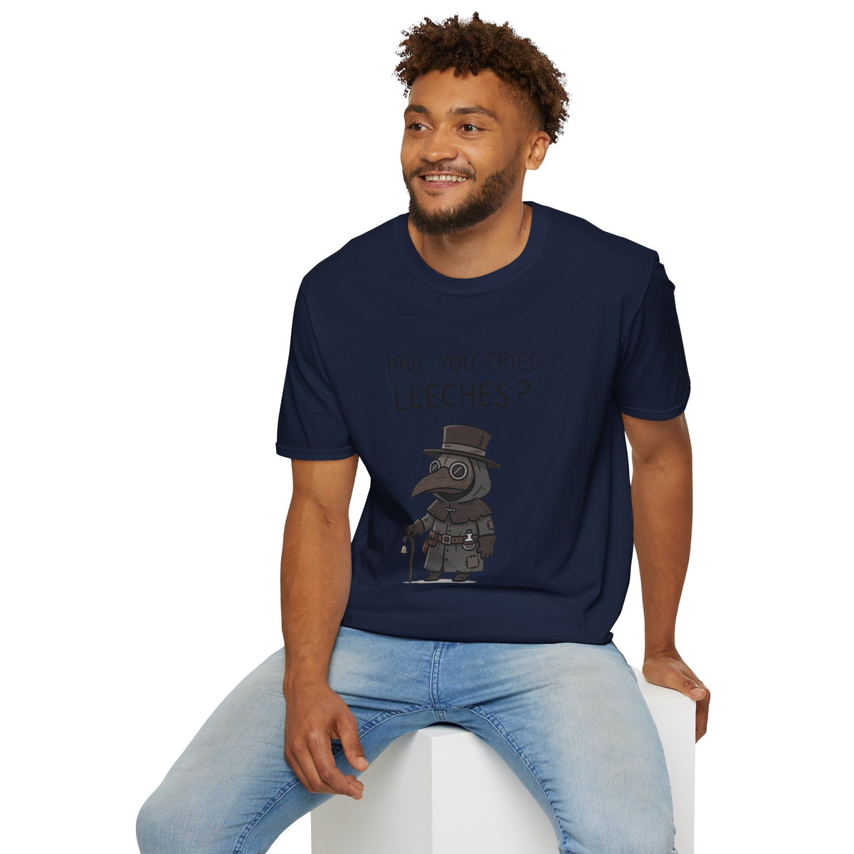 Plague Doctor T-Shirt — “Have You Tried Leeches?” Vintage Medical Humor Tee