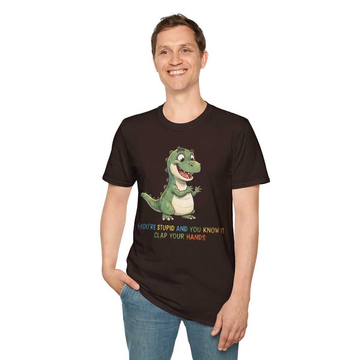 Cute Cartoon Dinosaur Tee — "Clap Your Hands" Kids Graphic T-Shirt