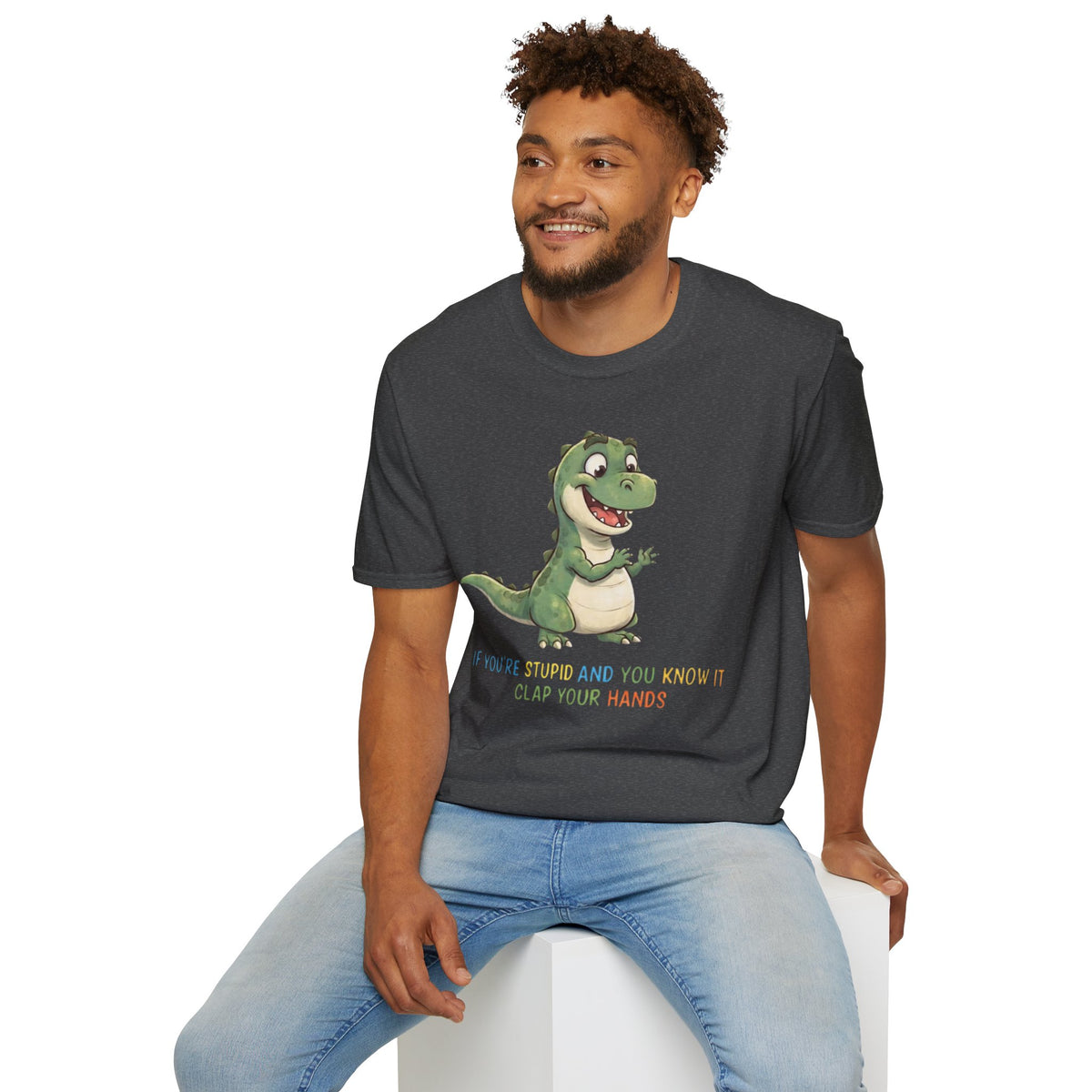 Cute Cartoon Dinosaur Tee — "Clap Your Hands" Kids Graphic T-Shirt