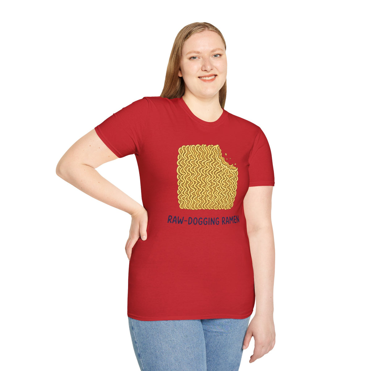 Ramen Graphic Tee — "Raw-Dogging Ramen" Funny Noodle Bite T-Shirt