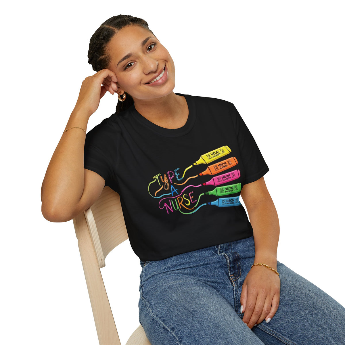 Type A Nurse T-Shirt — Colorful Highlighter Design for Nurses