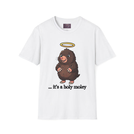 Angel Mole T‑Shirt — Cute Halo Mole Design, "...it's a holy moley" Graphic Tee