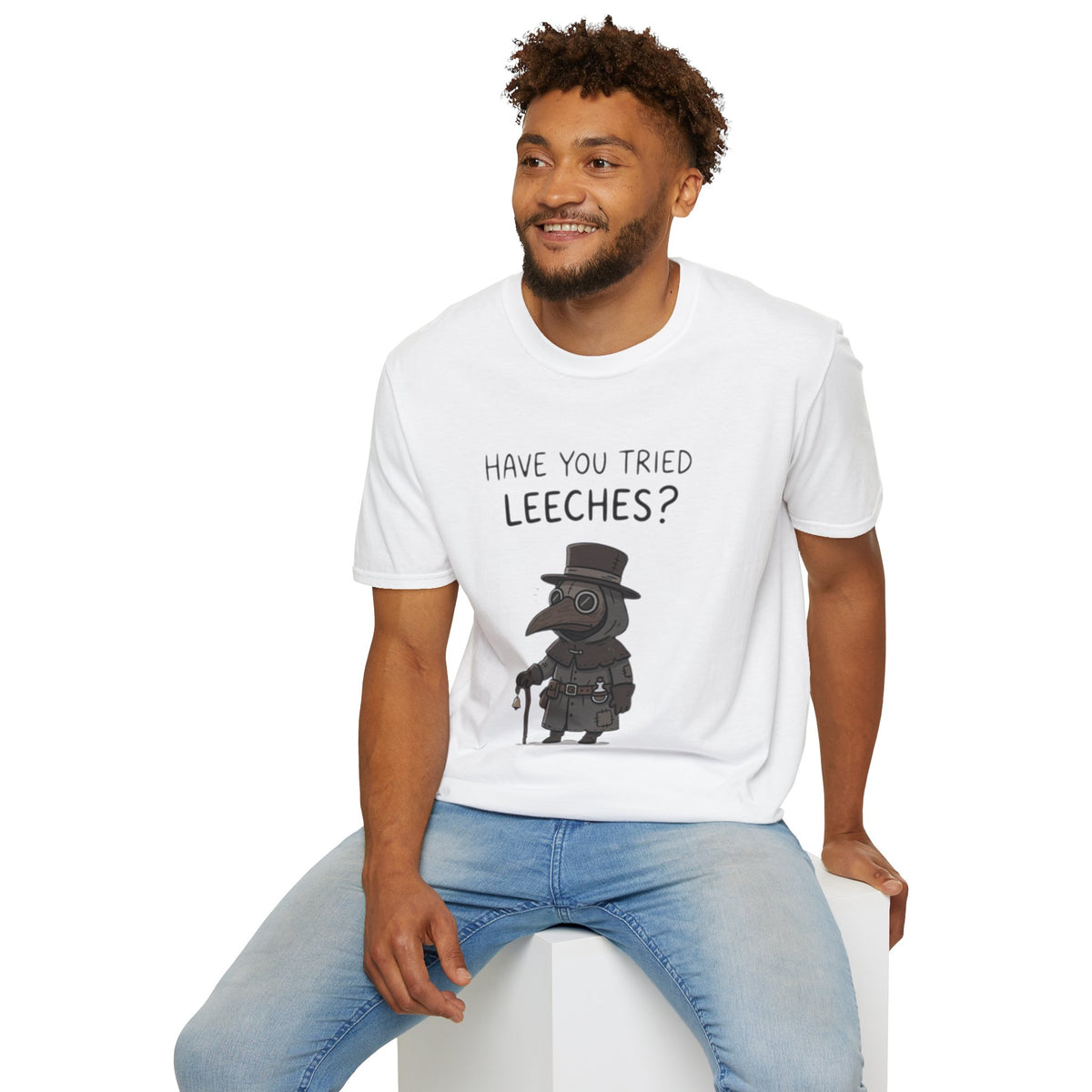 Plague Doctor T-Shirt — “Have You Tried Leeches?” Vintage Medical Humor Tee