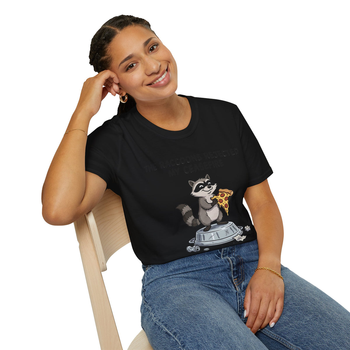Funny Raccoon Pizza T-Shirt — "The Raccoons Rejected My Ceasefire"