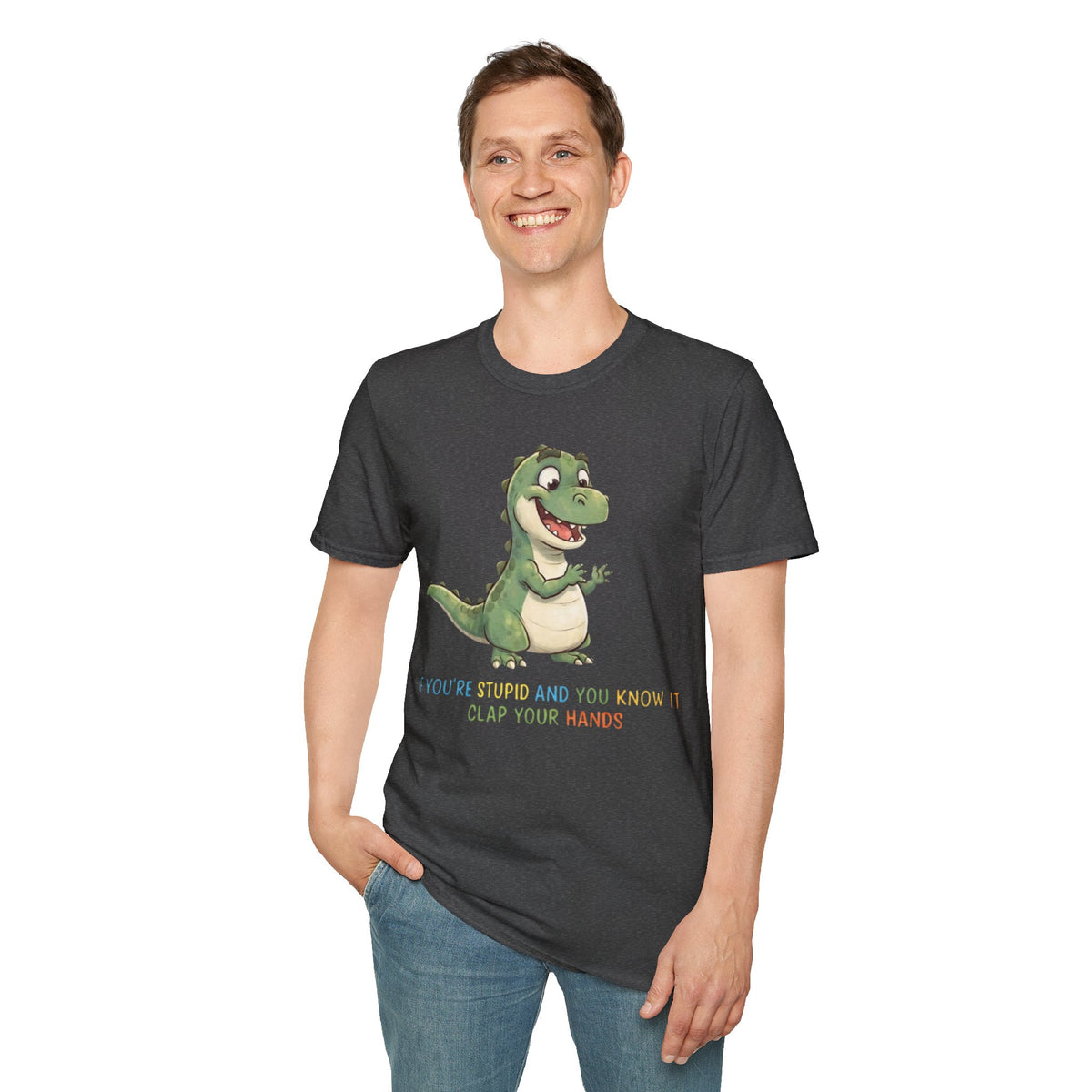 Cute Cartoon Dinosaur Tee — "Clap Your Hands" Kids Graphic T-Shirt