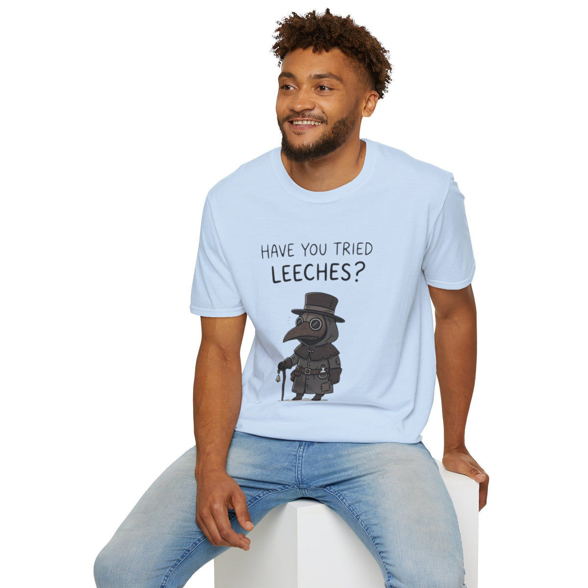 Plague Doctor T-Shirt — “Have You Tried Leeches?” Vintage Medical Humor Tee
