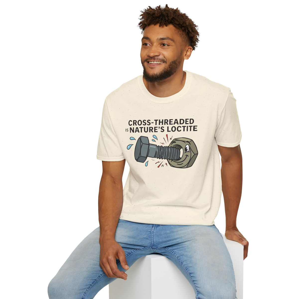 T-Shirt — Cross-Threaded Is Nature’s Loctite Bolt & Nut Funny Mechanical Tee