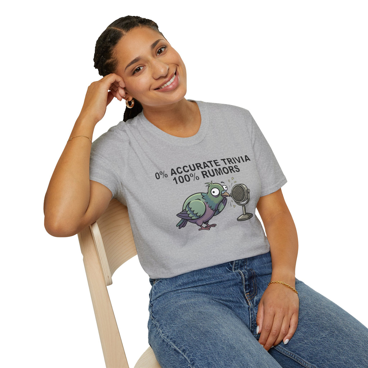 Trivia Rumor Pigeon T-Shirt — 0% Accurate Trivia 100% Rumors Graphic Tee