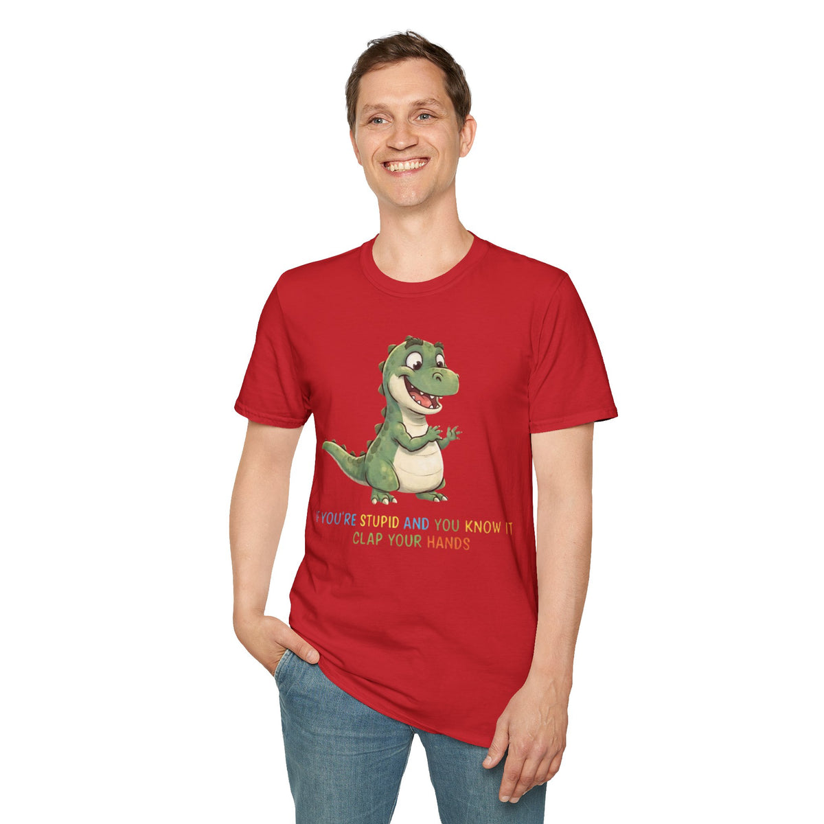 Cute Cartoon Dinosaur Tee — "Clap Your Hands" Kids Graphic T-Shirt
