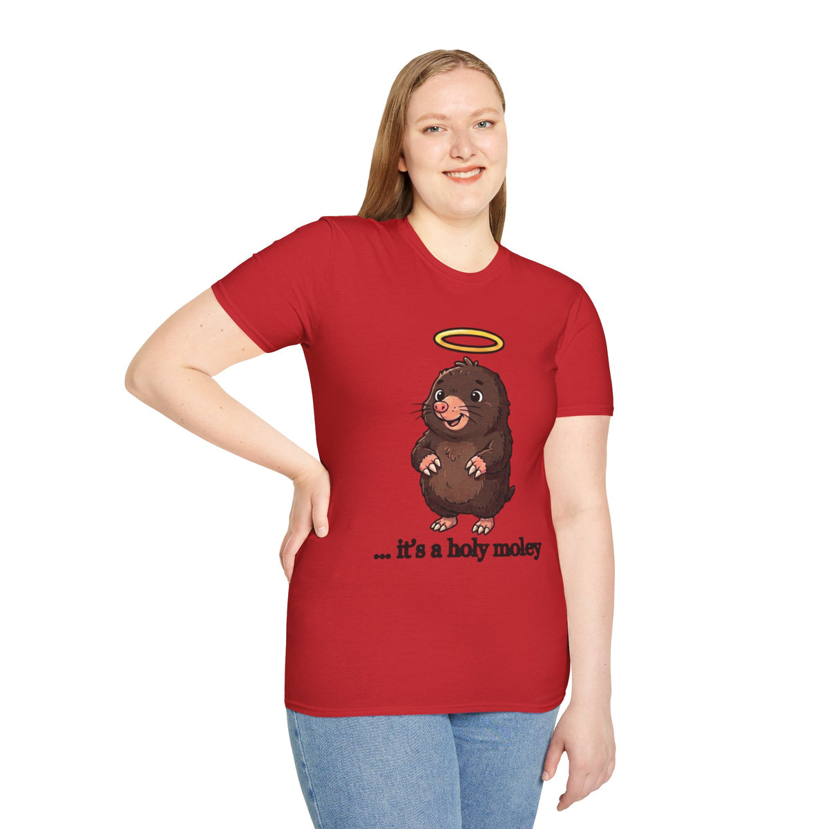 Angel Mole T‑Shirt — Cute Halo Mole Design, "...it's a holy moley" Graphic Tee
