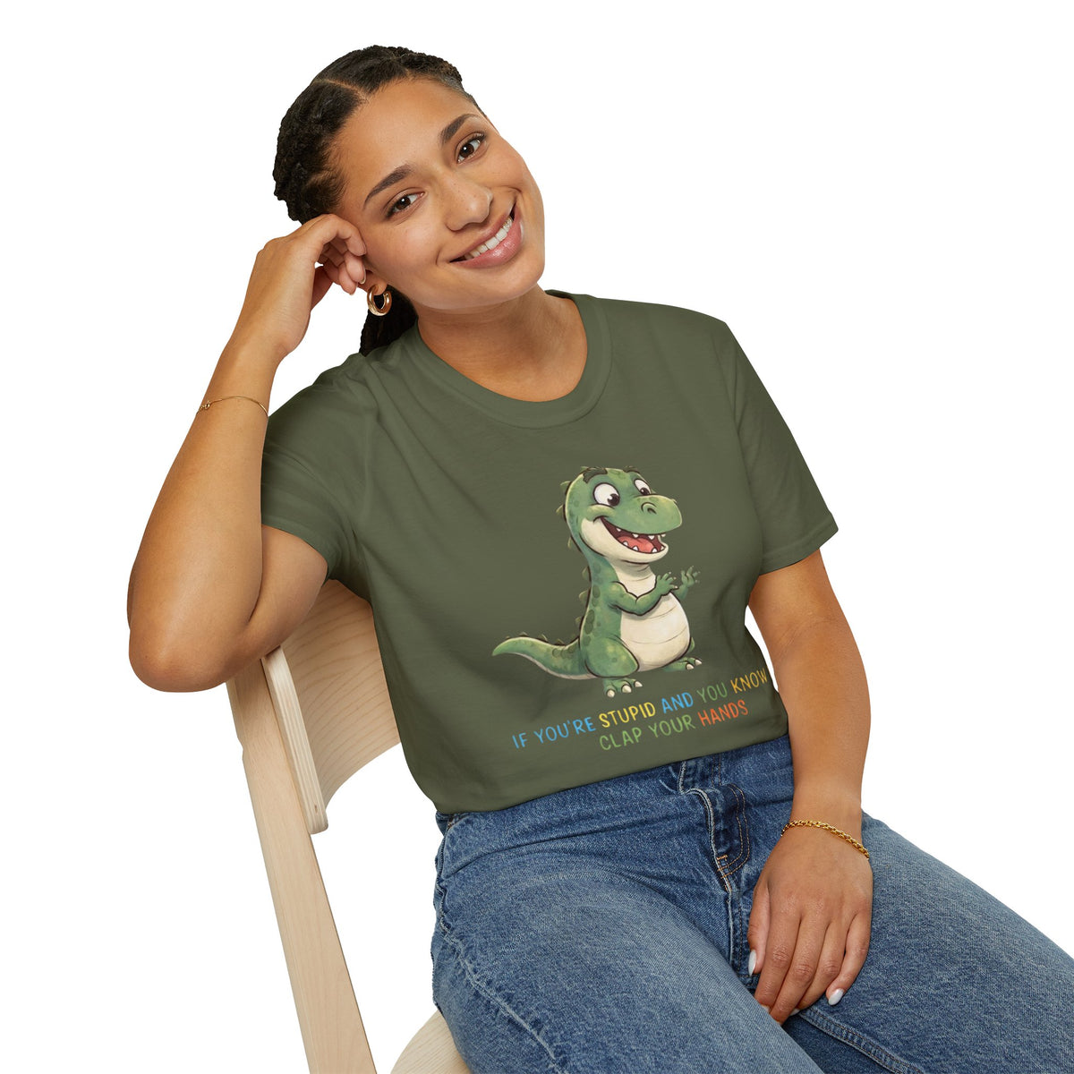 Cute Cartoon Dinosaur Tee — "Clap Your Hands" Kids Graphic T-Shirt