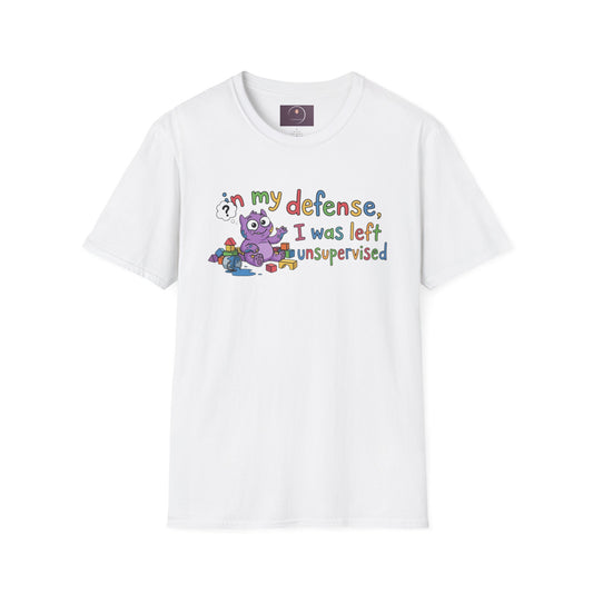 T‑Shirt — “In My Defense, I Was Left Unsupervised” Cute Monster Tee