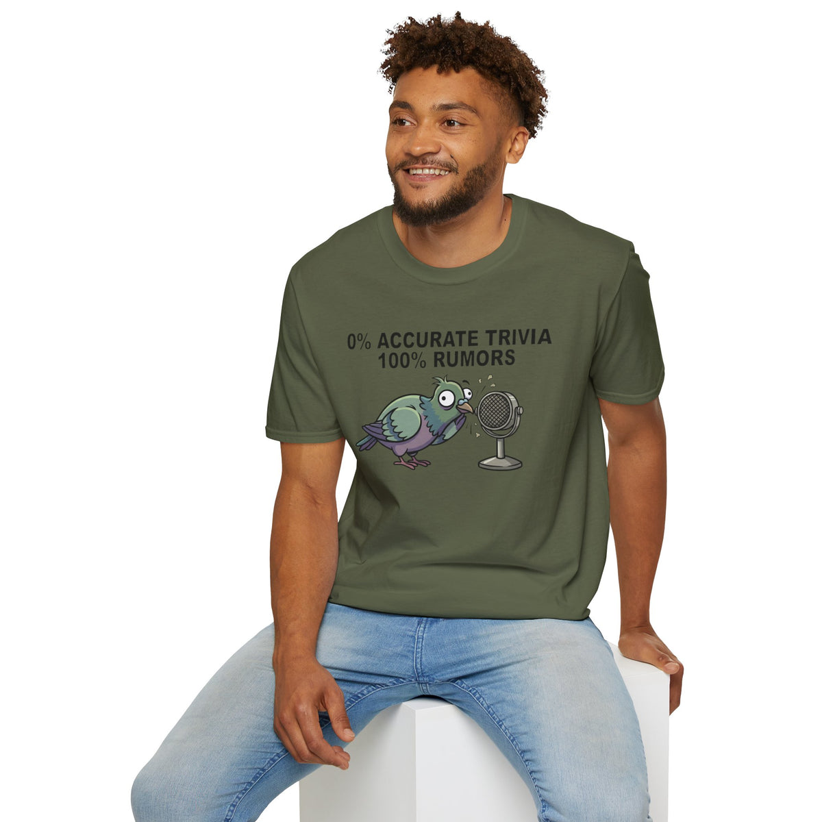 Trivia Rumor Pigeon T-Shirt — 0% Accurate Trivia 100% Rumors Graphic Tee