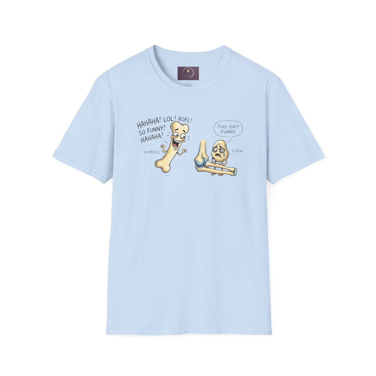 Funny Bone T-Shirt — Cartoon Bones Laughing & 'This Isn't Funny' Graphic