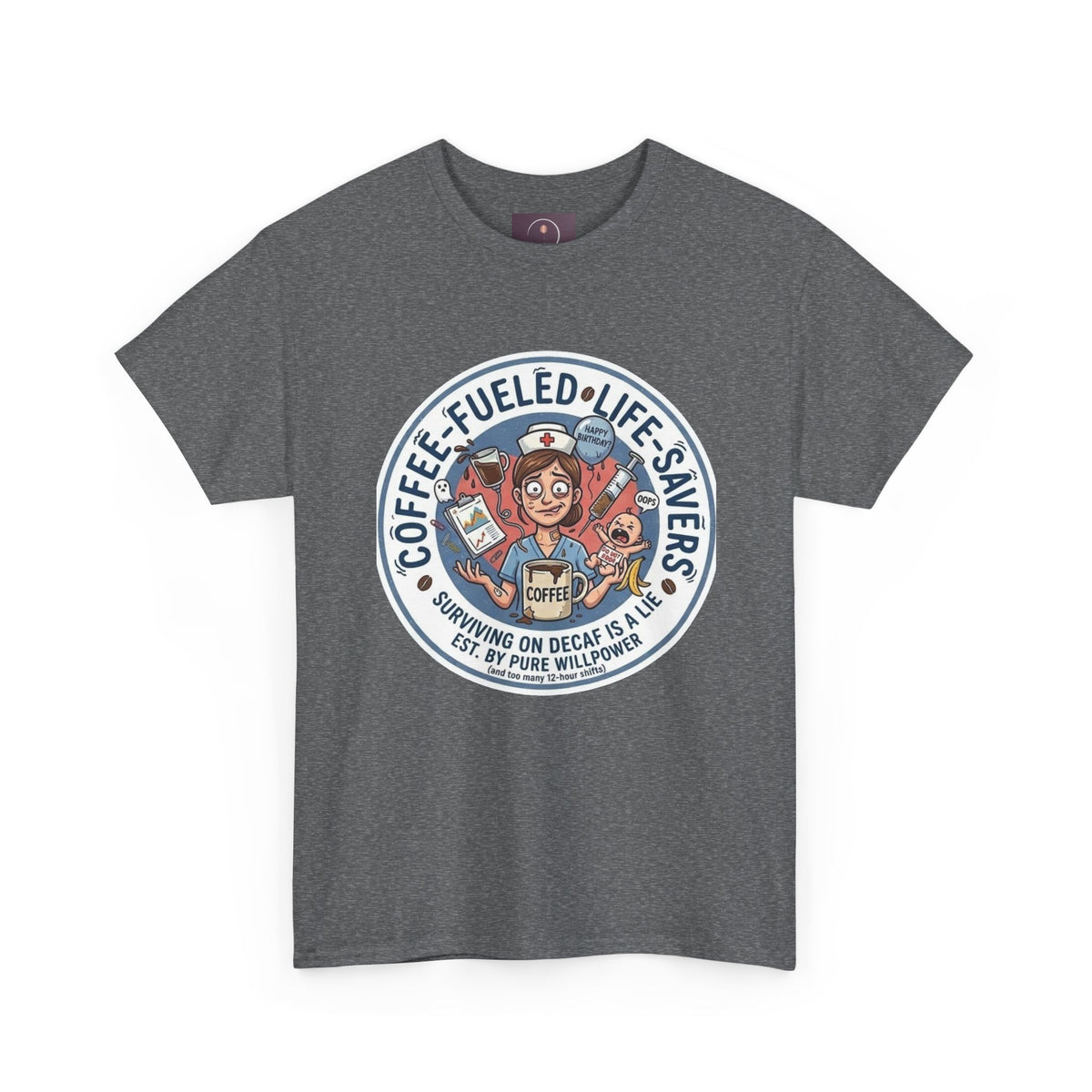 T-shirt "Paramedic & Nurse Coffee Badge" — "Sauveurs de vies alimentés au café" T-shirt rétro EMS Café