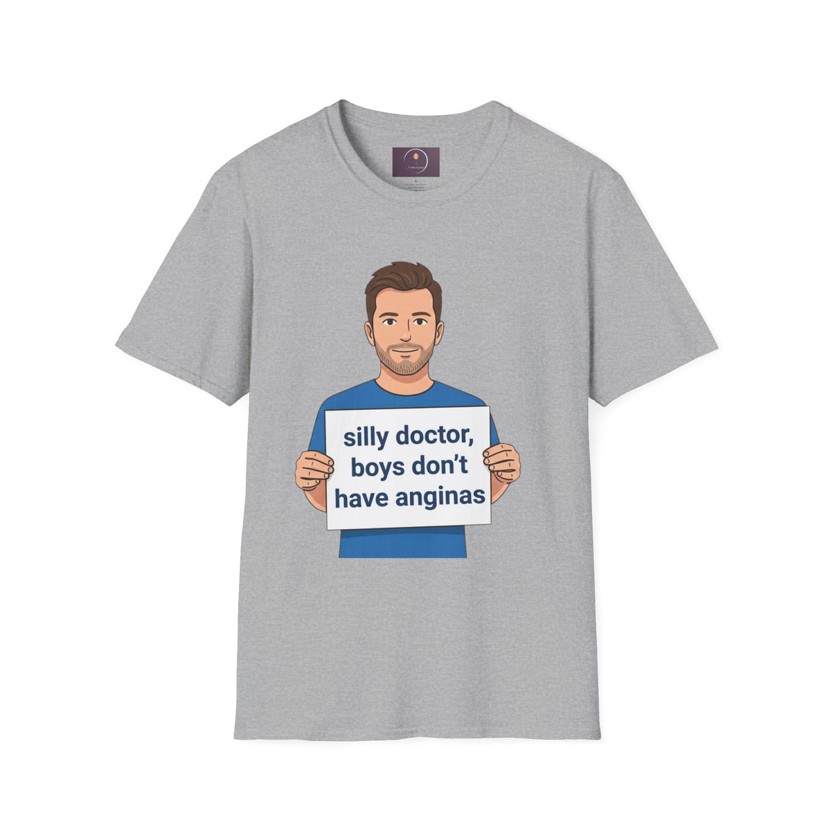 Graphic T-Shirt — 'silly doctor, boys don't have anginas' Cartoon Man Tee