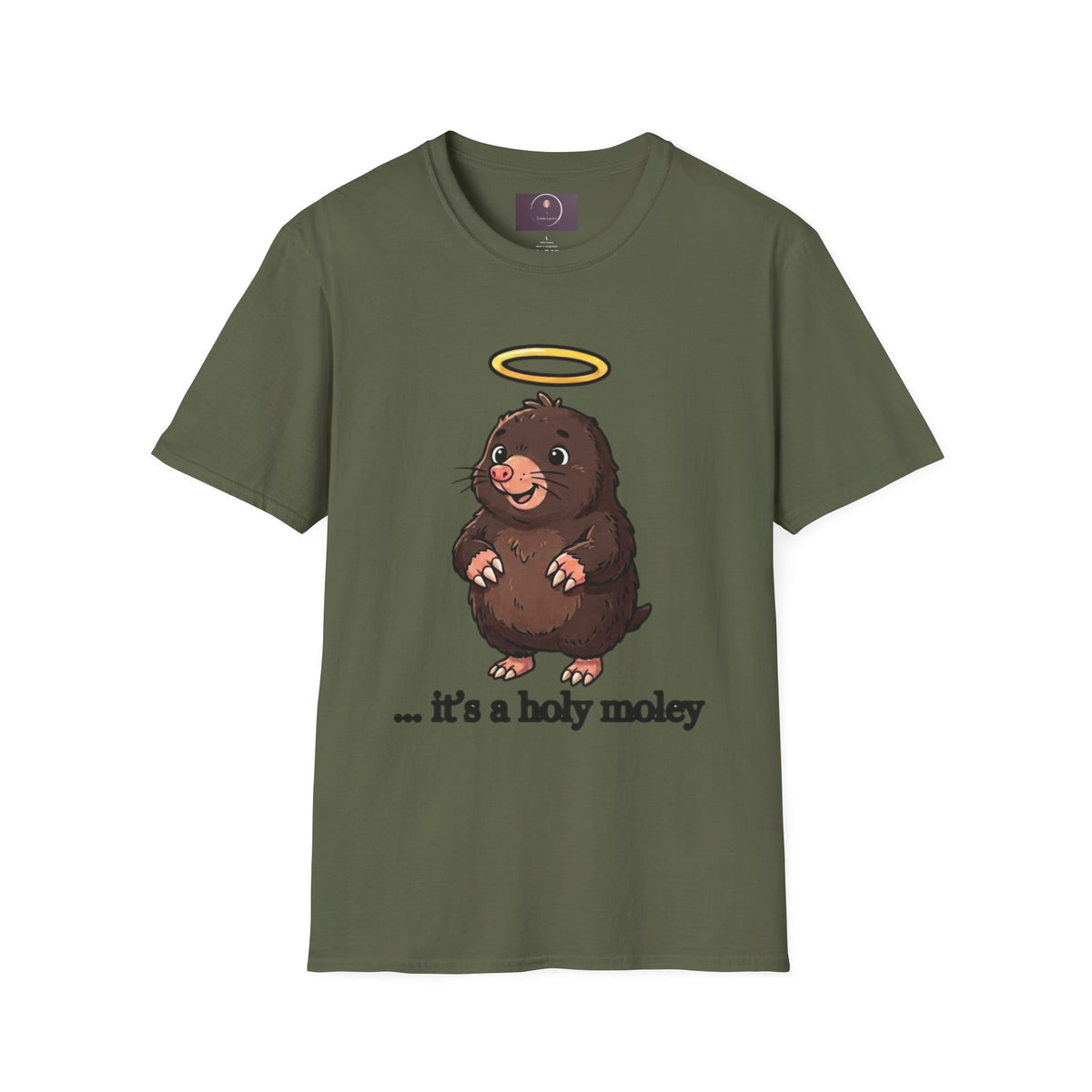 Angel Mole T‑Shirt — Cute Halo Mole Design, "...it's a holy moley" Graphic Tee