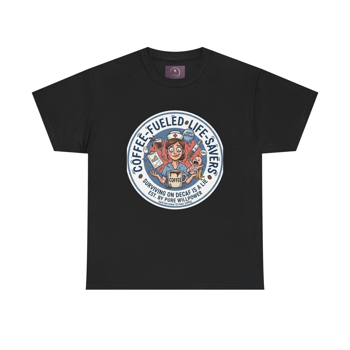 T-shirt "Paramedic & Nurse Coffee Badge" — "Sauveurs de vies alimentés au café" T-shirt rétro EMS Café
