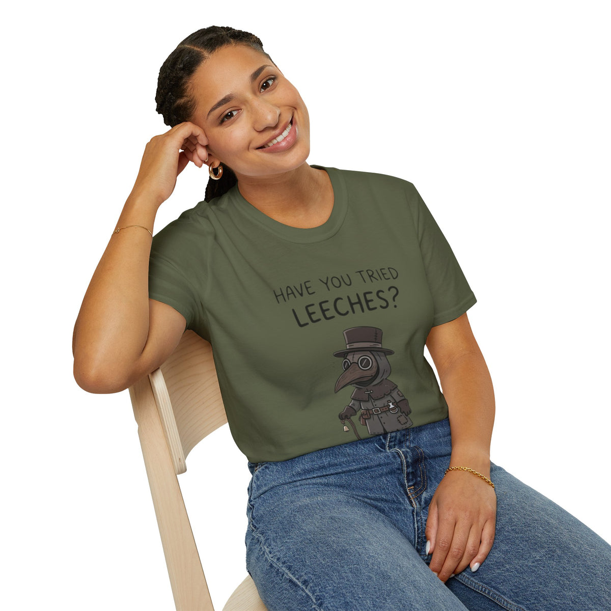 Plague Doctor T-Shirt — “Have You Tried Leeches?” Vintage Medical Humor Tee