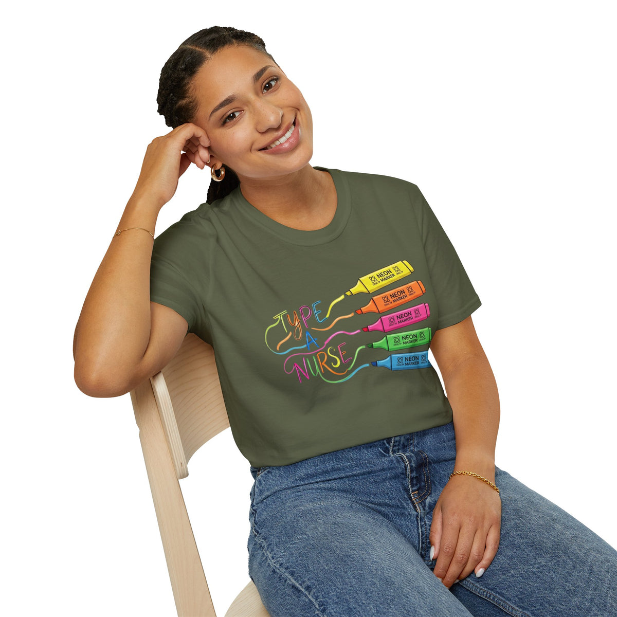 Type A Nurse T-Shirt — Colorful Highlighter Design for Nurses