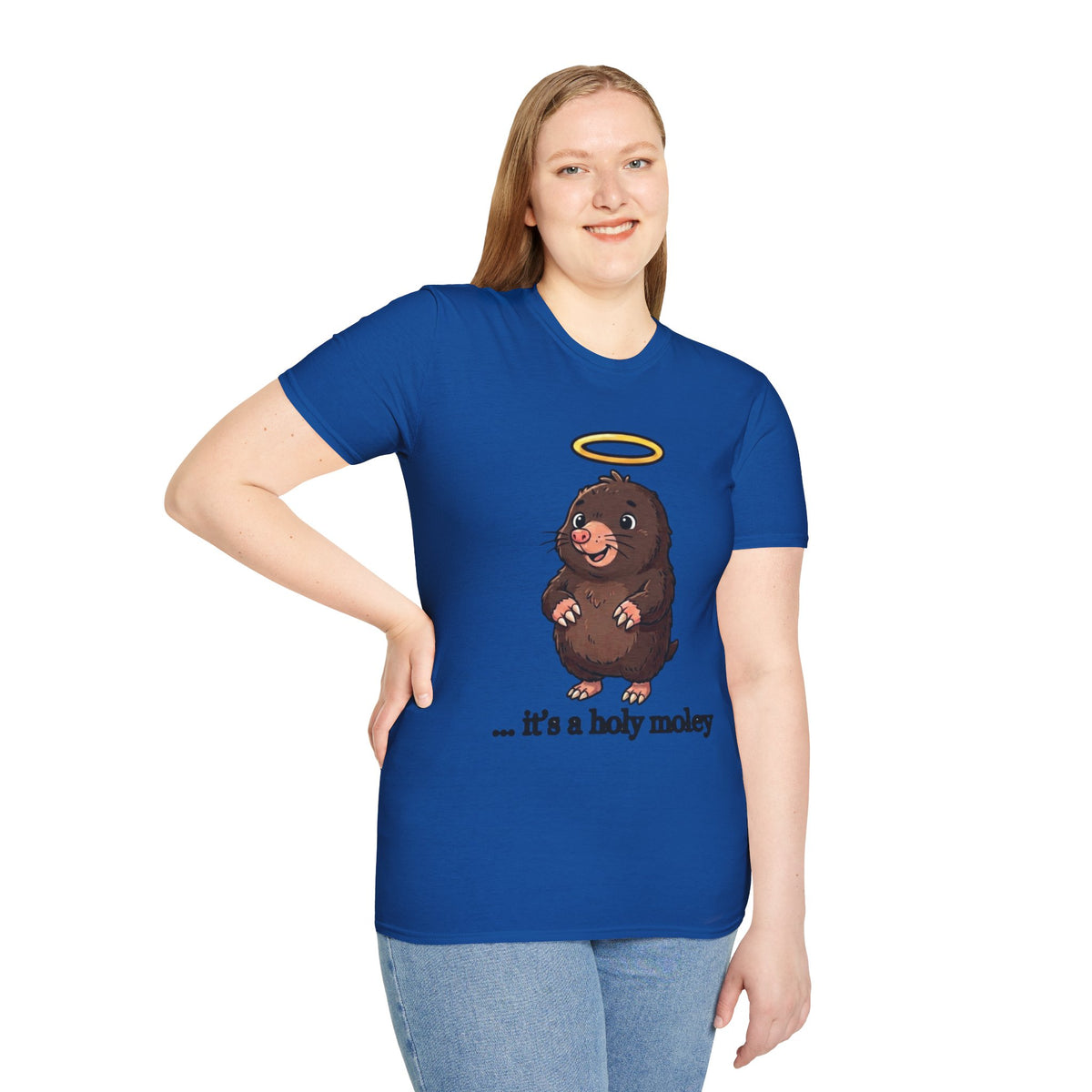 Angel Mole T‑Shirt — Cute Halo Mole Design, "...it's a holy moley" Graphic Tee