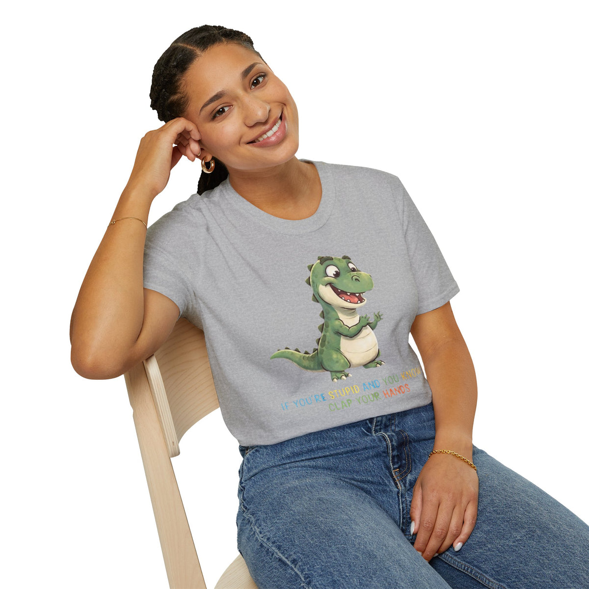 Cute Cartoon Dinosaur Tee — "Clap Your Hands" Kids Graphic T-Shirt
