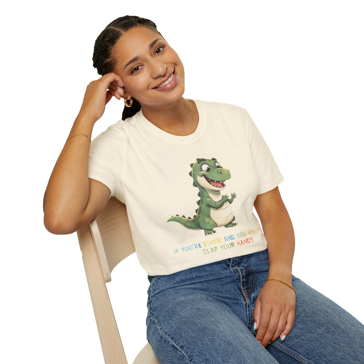 Cute Cartoon Dinosaur Tee — "Clap Your Hands" Kids Graphic T-Shirt
