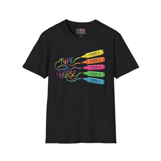 Type A Nurse T-Shirt — Colorful Highlighter Design for Nurses