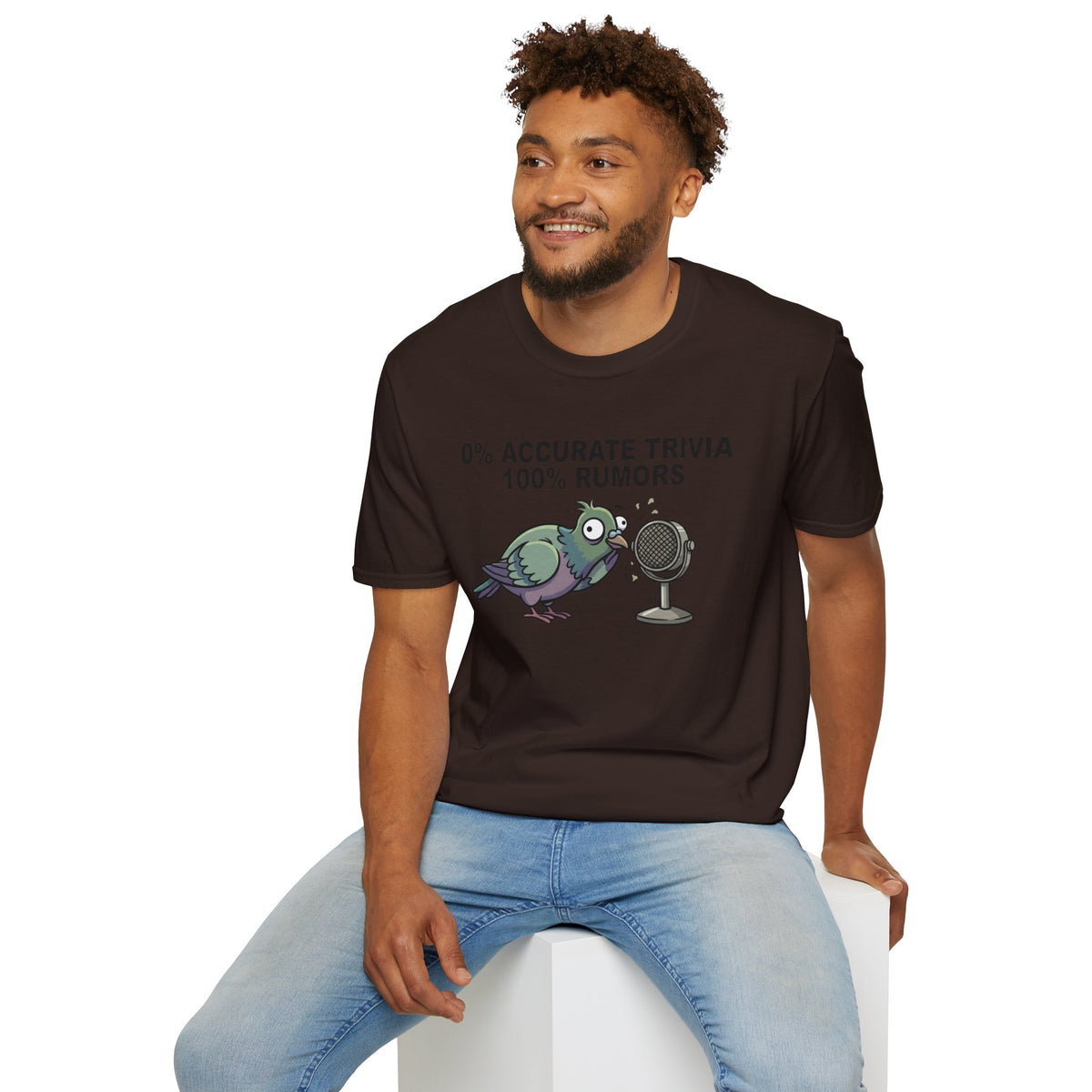 Trivia Rumor Pigeon T-Shirt — 0% Accurate Trivia 100% Rumors Graphic Tee