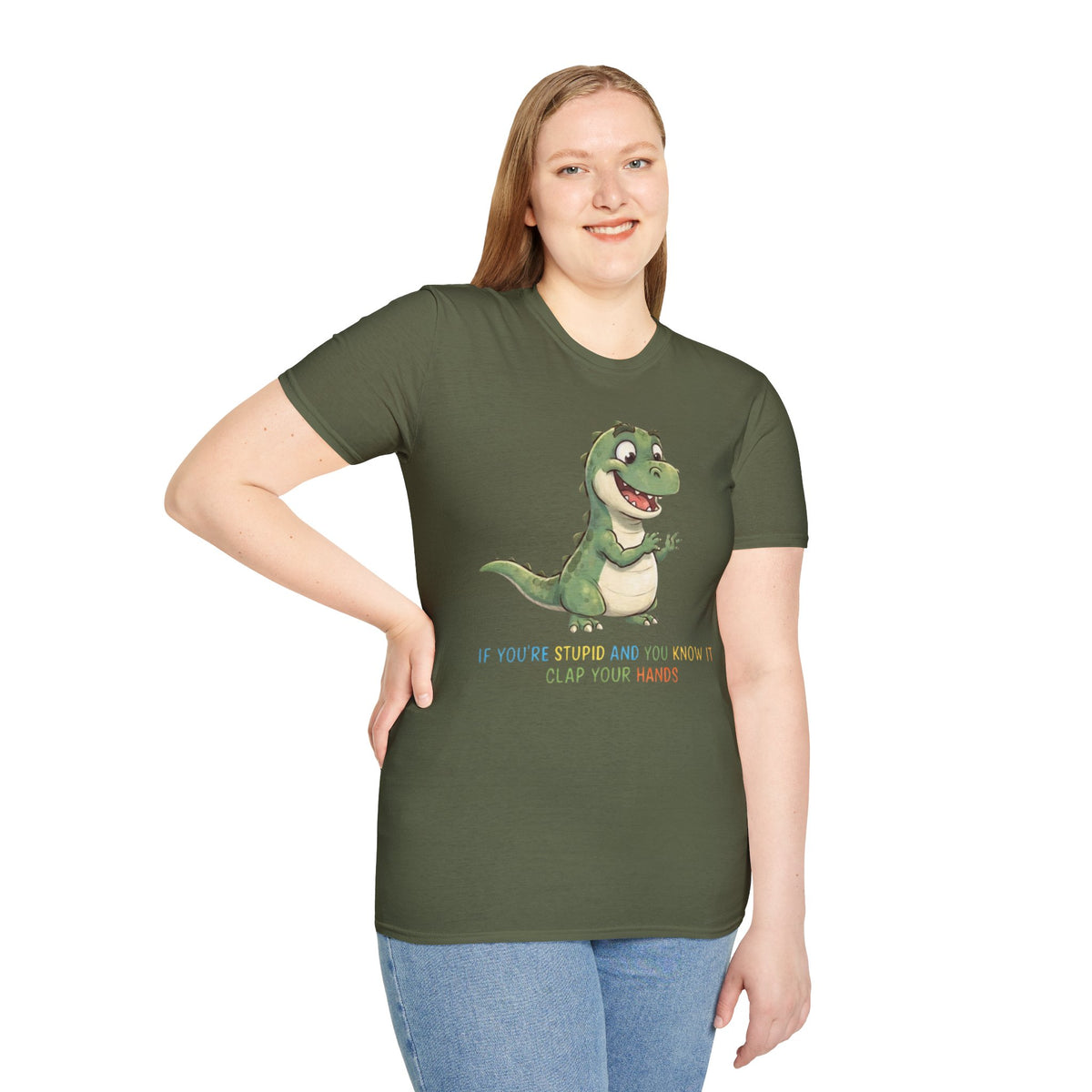 Cute Cartoon Dinosaur Tee — "Clap Your Hands" Kids Graphic T-Shirt