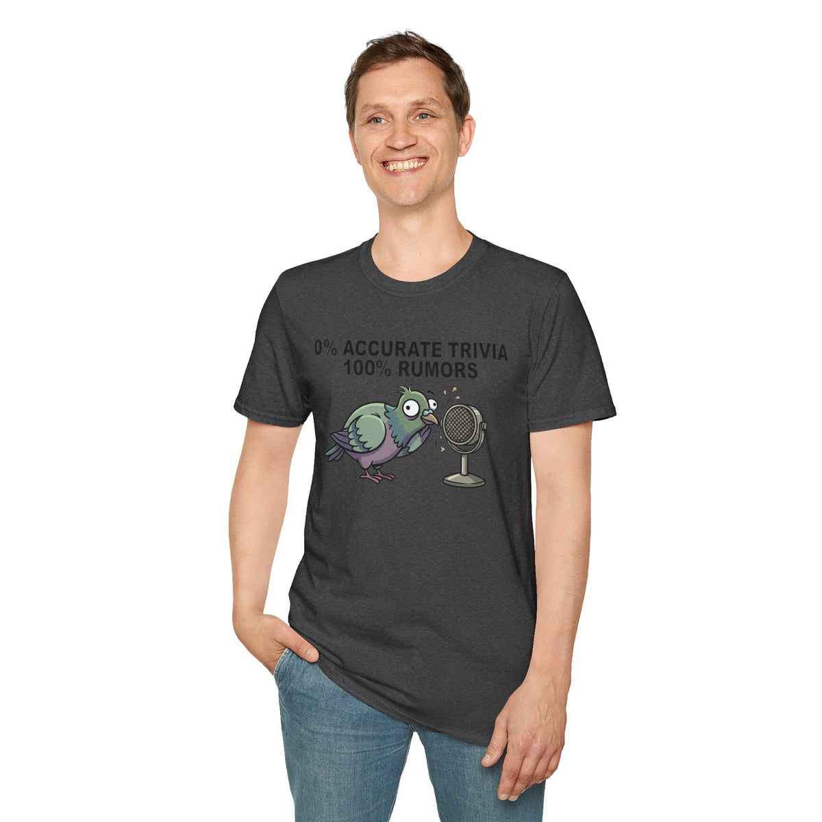 Trivia Rumor Pigeon T-Shirt — 0% Accurate Trivia 100% Rumors Graphic Tee