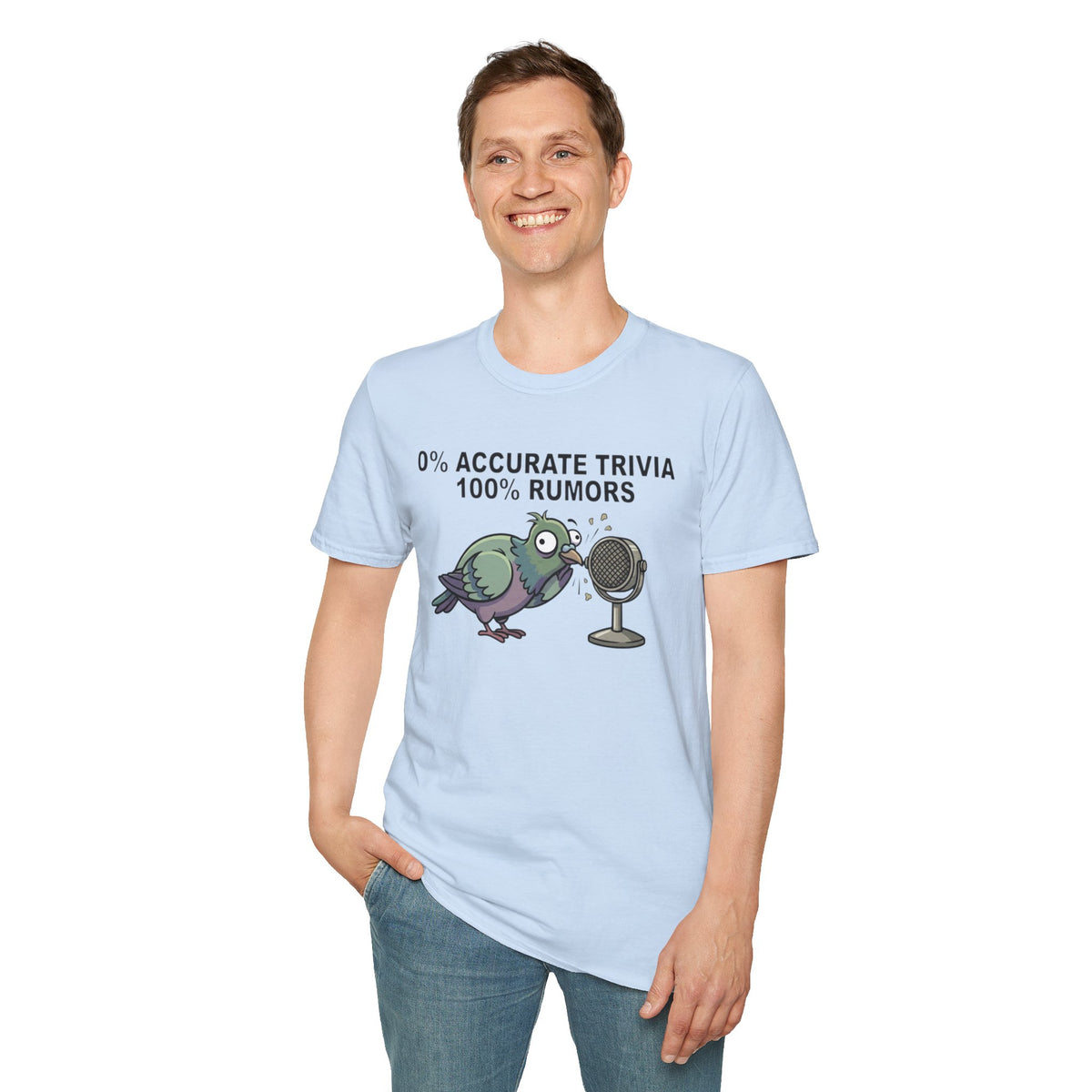 Trivia Rumor Pigeon T-Shirt — 0% Accurate Trivia 100% Rumors Graphic Tee