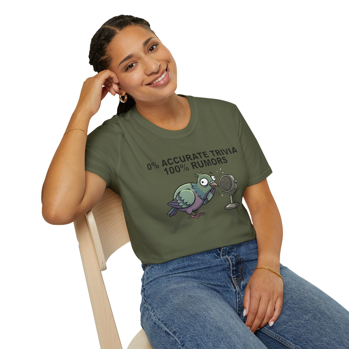 Trivia Rumor Pigeon T-Shirt — 0% Accurate Trivia 100% Rumors Graphic Tee