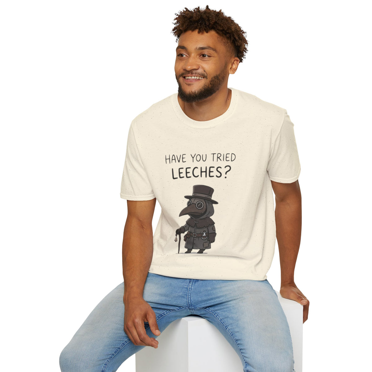 Plague Doctor T-Shirt — “Have You Tried Leeches?” Vintage Medical Humor Tee