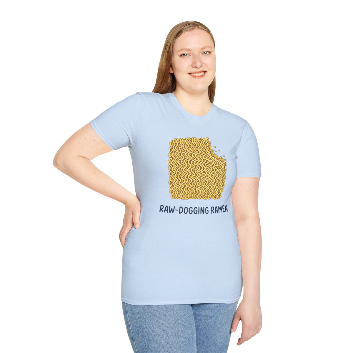 Ramen Graphic Tee — "Raw-Dogging Ramen" Funny Noodle Bite T-Shirt